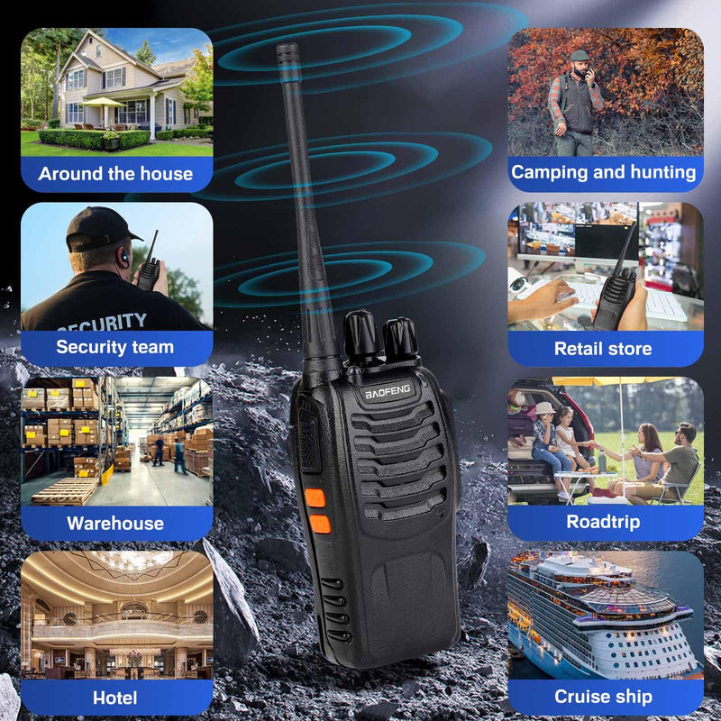 [AUSTRALIA] - Baofeng Walkie Talkies 888S Rechargeable Long Range with Earpieces for Adults, 16 Channel Professional Radio Handheld Two Way Radios Li-ion Battery and Charger Included 2pack with 2earpiece 