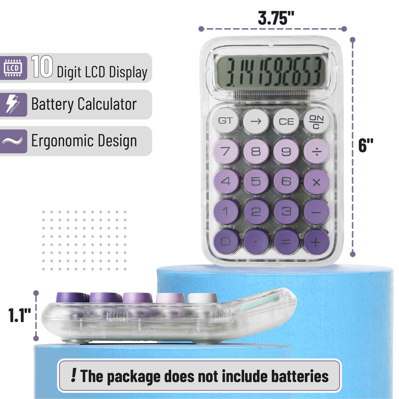 Mr. Pen- Mechanical Switch Calculator, 10 Digits, Purple Calculator, Transparent Body, Large LCD Display, Big Buttons Mechanical Calculator Desktop Calculator, Cute Calculator, Aesthetic Calculator