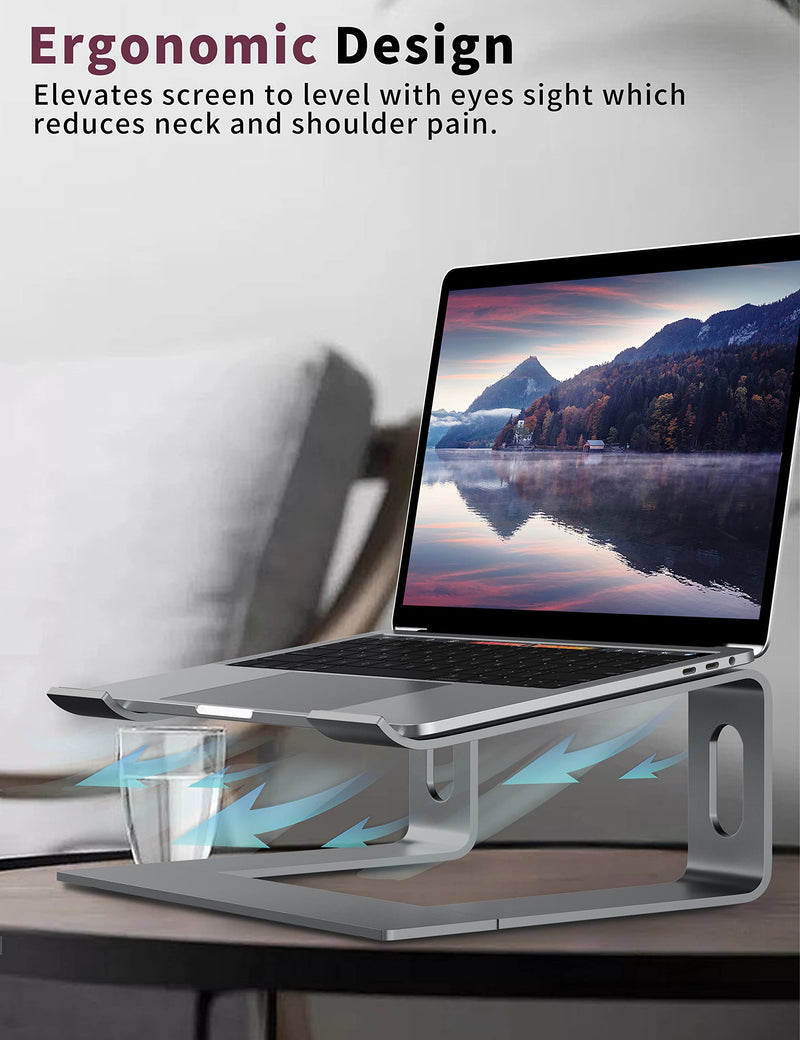 ALASHI Laptop Stand for Desk, Aluminum Computer Riser, Ergonomic Notebook Holder, Detachable Metal Laptops Elevator, PC Cooling Mount Support 10 to 15.6 Inches Notebook, Grey C-Grey