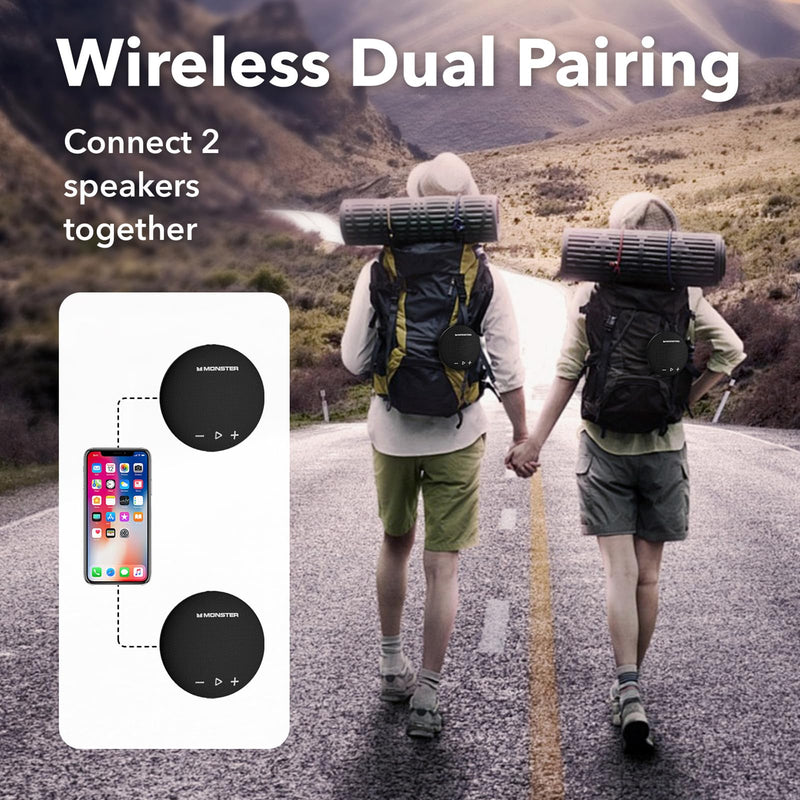 [AUSTRALIA] - Monster Bluetooth Speaker, IPX8 Shower Speaker Waterproof, Bluetooth 5.4 with Loud HD Sound and Robust Bass, Extra Long Playtime Punchy, for Home, Beaches Portable Wireless Outdoor Speakers Ink Black 