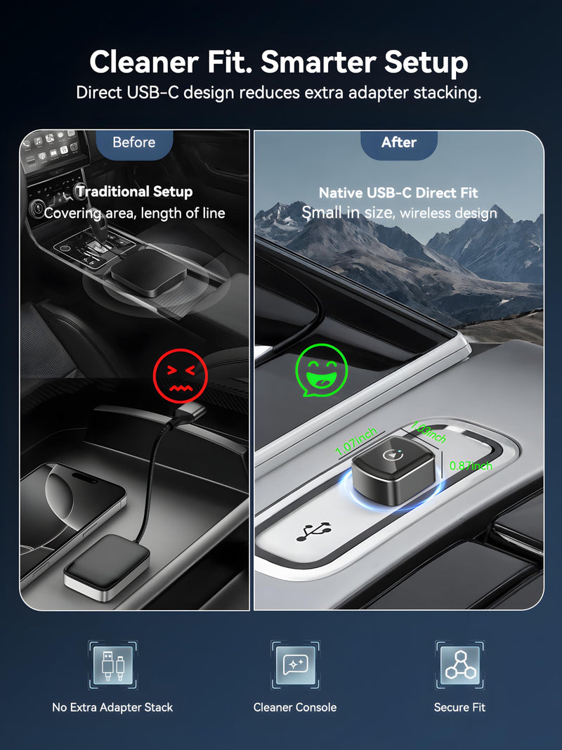 Spedal 2-in-1 Wireless CarPlay Adapter USB-C, Android Auto, 2nd Gen | USB-C & USB-A, Wireless CarPlay & Android Auto, 5.8GHz Wi-Fi, 5s Auto-Reconnect, Compact, Retains OEM Controls, 2016+ Cars
