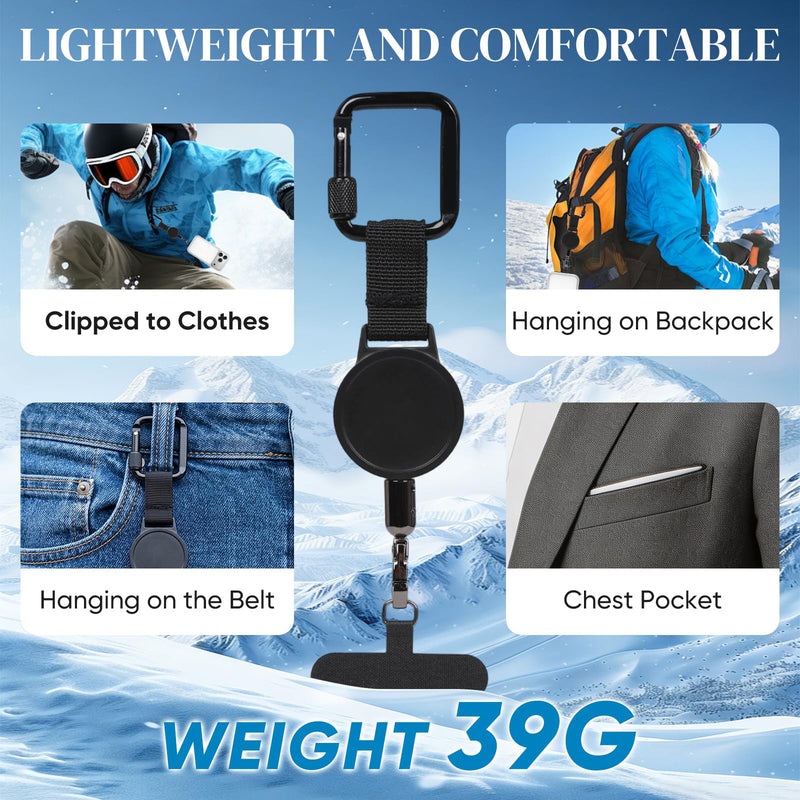Retractable Phone Tether Anti Theft, Anti Pickpocket Phone Strap With Secure Locking Clip and 360° Anti-Tangle Design for Travel Hiking Skiing(2pcs