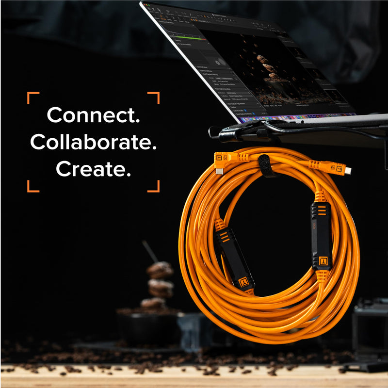 Tether Tools TetherPro Optima 10G USB-C Exclusive Data Transfer, 6’ (1.8m) Straight to Straight Cable - Orange | 10Gbps USB-C 3.2 Gen 2 cable with strain-relief and kink-proof casing for photography, tethering and data transfer 6' (1.8m)