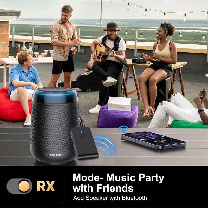 [AUSTRALIA] - Bluetooth Transmitter for TV PC, 2 in 1 Bluetooth Audio Adapter Music Receiver (3.5mm Jack Cable, Low Latency,Built-in Microphone) Wireless Transmitter for Home Stereo/Car/Airplane/Boat/Gym/MP3/MP4 