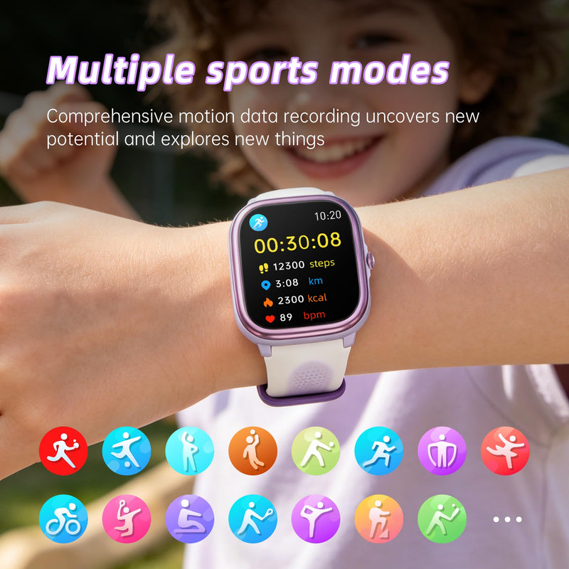 Kids Smart Watch for Boys Girls Ages 5-14, NO Phone/APP Needed | LED Flashlight, Games, Heart Rat, Sleep Monitor, Multiple Sports Modes, IP68 Waterproof, Steps Tracker Fitness Watch 1.83" Purple