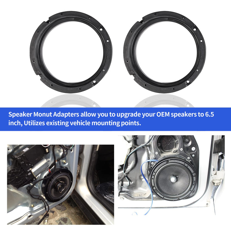 RED WOLF Car Door Speaker Adapter Bracket 6.5 Inch Fit VW Volkswagen Passat Golf/Jetta/Beetle1999-2019, Porsche 2000-2006, Skoda 2005-2013 Install Aftermarket Speaker Adapter Spacer Ring