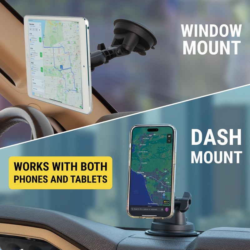 Scosche MP2WDHD MagicMount™ Pro2 Heavy Duty, Extra-Strong Suction Cup Cell Phone Mount, Windshield/Dashboard Magnetic Phone Holder with Anti-Shake Stabilizer for iPhone, Android, Tablet, Car, Truck MagSafe - Window / Dash Suction Pro