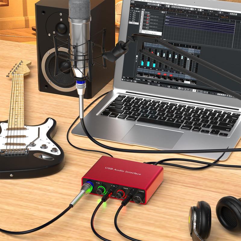 24Bit/192kHz USB Audio Interface with 48V Phantom Power - Studio Quality Recording for Musicians, Vocalists & Podcasters | Plug & Play | Works with Mac/PC & DAWs | Perfect for Home Studio & Streaming OT-AR001B-UG