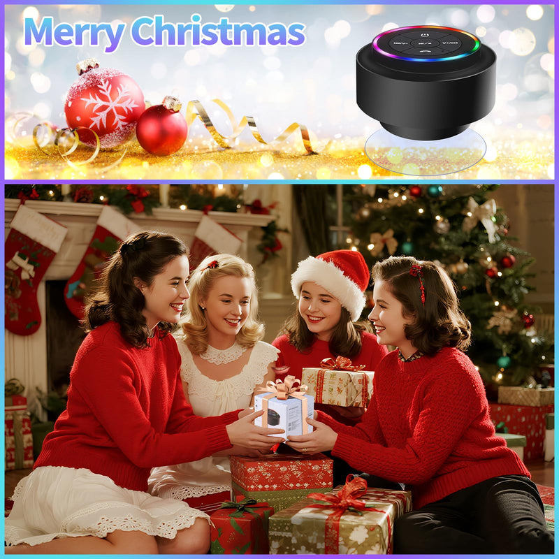 [AUSTRALIA] - Bluetooth Shower Speaker, Portable Bluetooth Speakers with Suction Cup, IP67 Waterproof Speaker with LED Light, Wireless, Floating, for Camping Beach Travel, Gift for Men, Women Multicolor 