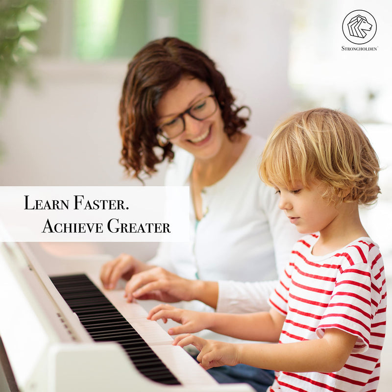 [AUSTRALIA] - Removable Piano Keyboard Note Labels for Learning, Piano Notes Guide & Piano Keys Guide - 88-Key Full Size, Say Goodbye to Piano Key Stickers & Piano Keyboard Stickers (Classic Black) Classic Black 