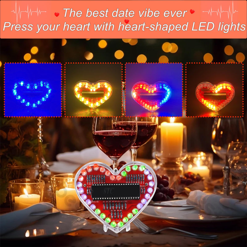 Joycabin LED Soldering Exercise Set, Heart-Shaped RGB LED Soldering Project, DIY Soldering Exercise Set, Electronic Kit for Students, Teaching and Learning Training, Valentine's Day, Handmade Gifts