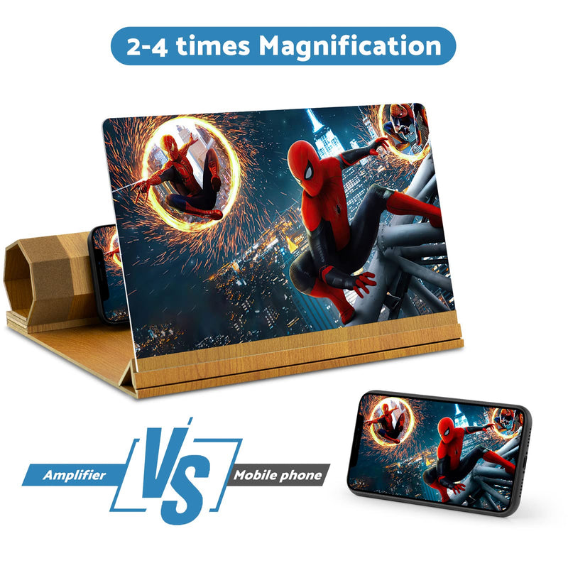 Syscicry 14‘’ Screen Magnifier for Smartphone, Mobile Phone 3D Magnifier Screen Expanders for Movies and Gaming Foldable Phone Stand with Screen Amplifier B1 Beige 14 Inch