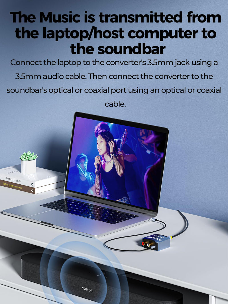 [AUSTRALIA] - Analog to Digital Audio Converter 3.5mm to SPDIF/Coaxial with Optical Cable RCA to Optical for Laptops Desktop Computers to Soundbar ＆ Amplifiers 