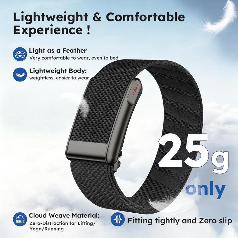 Activity Tracker 24/7 Health Heart Rate Sleep Monitor Pedometer Calorie Lightweight Screenless Activity Tracker for Men Women Seniors Wearable Fitness Trackers Free APP IP68 Waterproof black