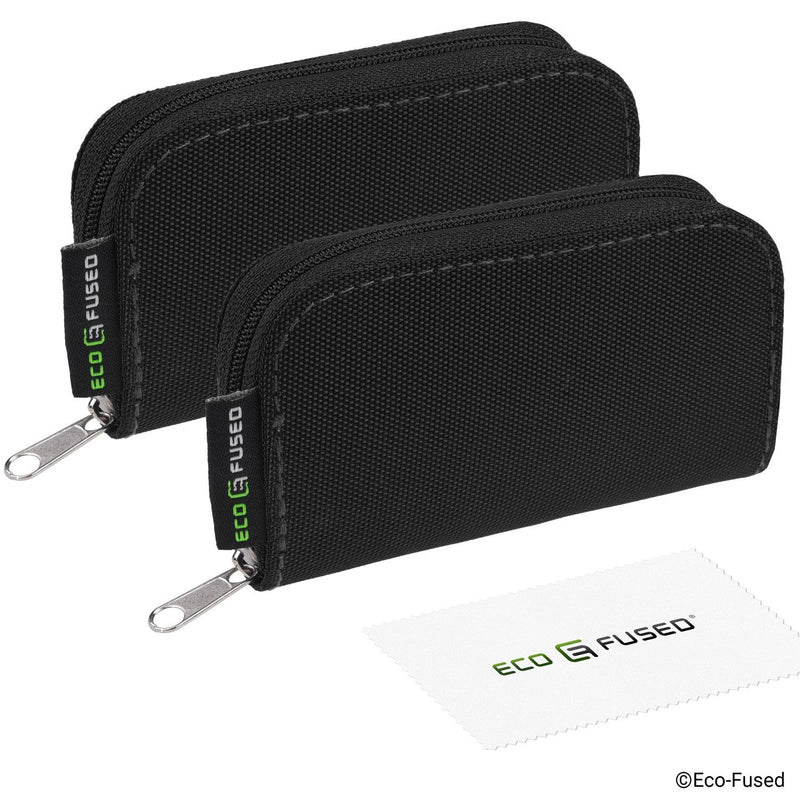 Eco-Fused Memory Card Carrying Case - Suitable for SDHC and SD Cards - 8 Pages and 22 Slots - ECO-FUSED Microfiber Cleaning Cloth Included - 2 Pack