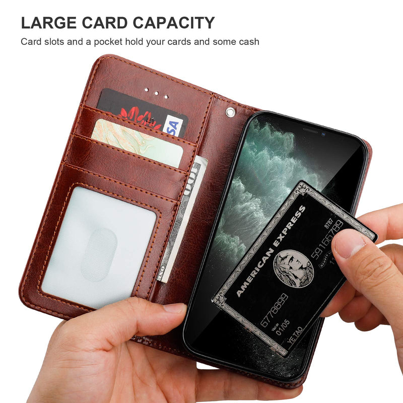 Bocasal iPhone 11 Wallet Case with Card Holder PU Leather Magnetic Detachable Kickstand Shockproof Wrist Strap Removable Flip Cover for iPhone 11 6.1 inch (Brown) Brown