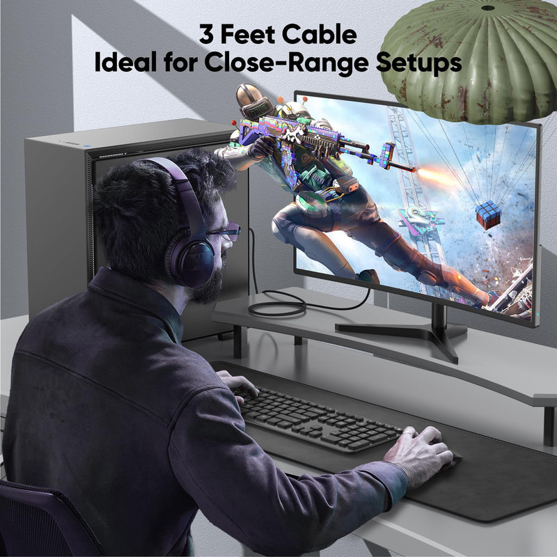 Display Port to HDMI Cable 3ft 10 Pack, DisplayPort to HDMI [4K@30Hz 1080P@120Hz], DP (Source) to HDMI (Display) Cord for PC Computer Graphics Card to Projector Monitor TV 3 Feet