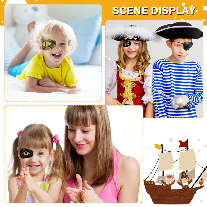 Panelee Adhesive Eye Patches for Kids Boys Bulk Halloween Pirate Eye Patch Toddler Eye Patches Breathable Material, Light Blocking Cotton Colorful and Fun Designs for Boys, 9 Styles(90 Pcs) 90