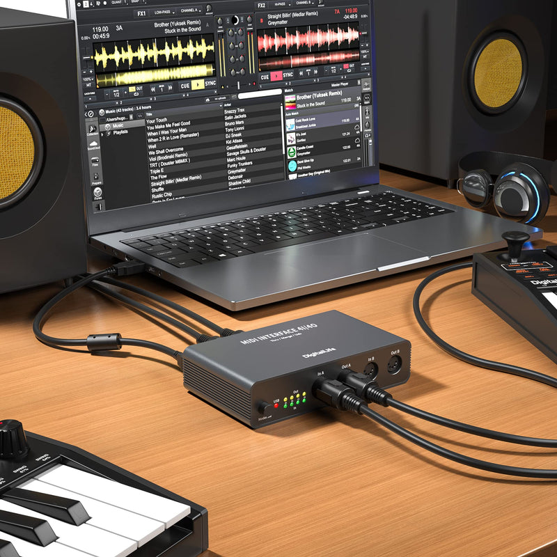 [AUSTRALIA] - DigitalLife TripleX Quadra Port 3-in-1 5-Pin DIN Interface – USB MIDI, Thru & Merge Functions for Studio, Live Performance & Music Production 