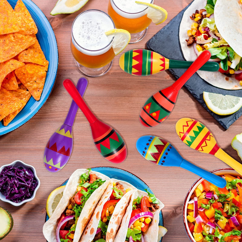 [AUSTRALIA] - Civaner 24 Pcs Mini Fiesta Maracas for Adults Cinco De Mayo Maracas Mexican Party Decorations 6 Designs Party Favors for Mexican Party Props, 4.92 x 1.38 Inch 