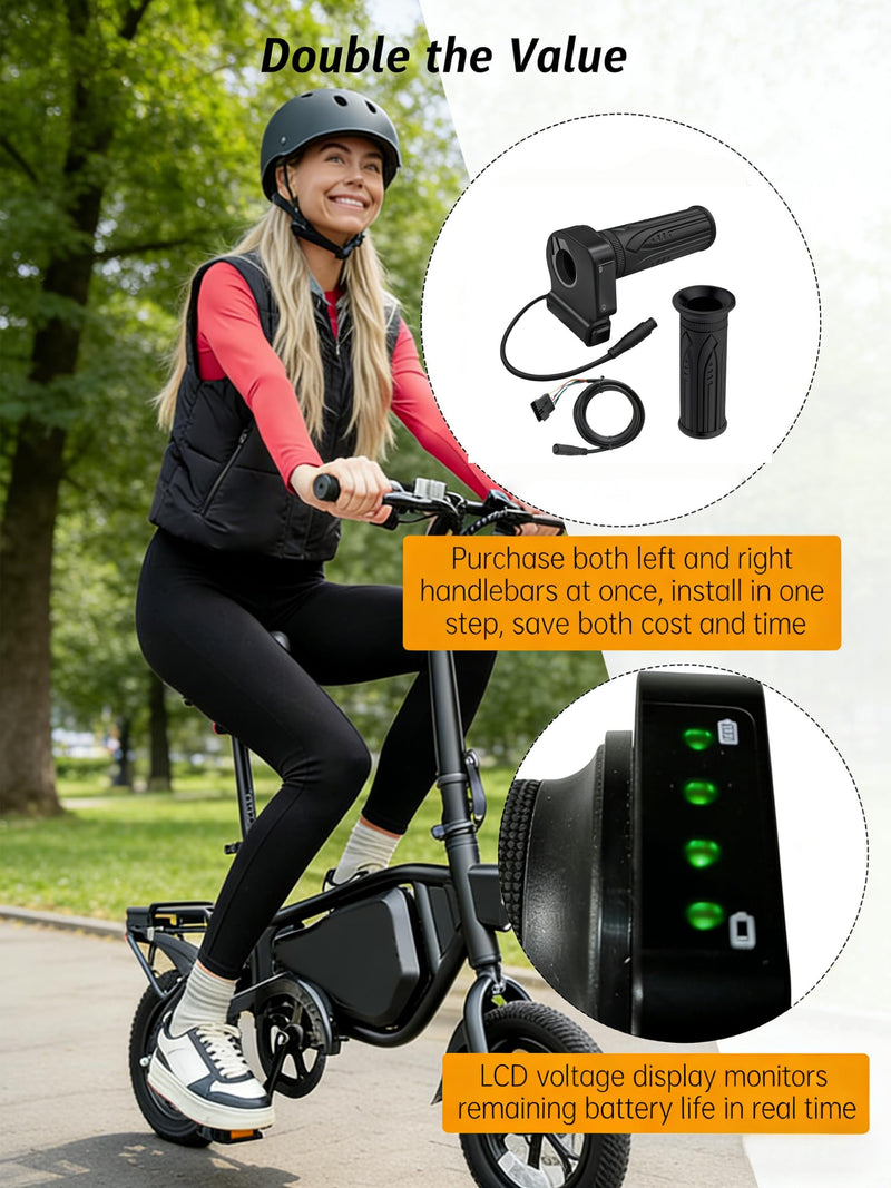 [AUSTRALIA] - 48V Electric Bike Throttle Grip with LCD Voltage Display & Cruise Control, 6-Pin Connector, Compatible with Jetson Haze, DYU Y16 & Folding Ebike 