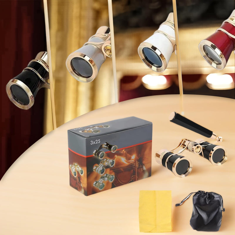 [AUSTRALIA] - Opera Glasses Binoculars,3X25 Theater Binoculars with Foldable Handle for Adults Kids Women,Small Portable Opera Glasses for Theater and Concert Viewing (Black with Handle) Black with Handle 