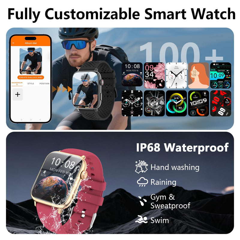 1.91" Smart Watch, Fitness Tracker, 3 Bands (1 Metal & 2 Silicone) | Premium Smartwatch for Men Women: Bluetooth Call, Heart Rate Sleep SpO2 Monitor, 315mAh Battery, 100+ Sports, iOS Android Gold
