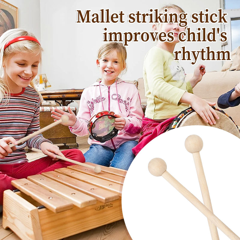 2 Pcs Wood Percussion Sticks 7.8 Inch Glockenspiel Xylophone Mallets Sticks Drum Mallet Glockenspiel Mallets for Xylophone Chime Drums Bells