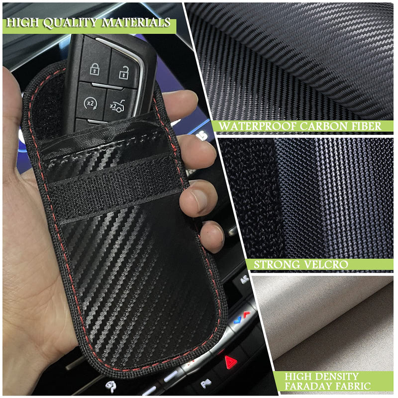 Faraday Box & 2 Pack Faraday Bag for Key Fob Protector, Faraday Cage Key Fob Signal Blocker Faraday Key Fob Protector Faraday Pouch RFID Box for Car Keys Medium