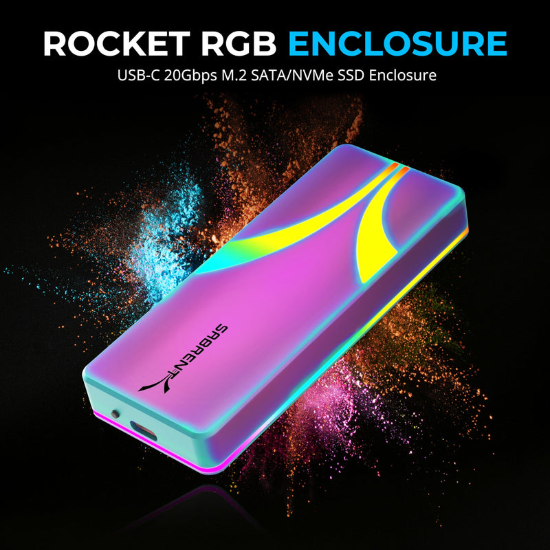 SABRENT Rocket RGB USB C 20Gbps M.2 SATA/NVMe SSD Enclosure - Special Edition (EC-RGBC) RGB - Special Edition