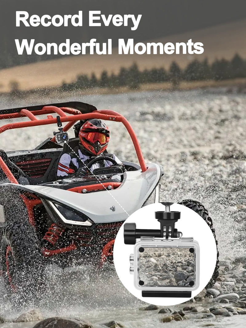 UTV Camera Mount for GoPro & More, Aluminum Bracket Fits 1.75"-2" Roll Cage on Polaris RZR, 360° Rotation UTV Camera Holder Compatible with Insta360, AKASO, DJI Osmo Action Cameras