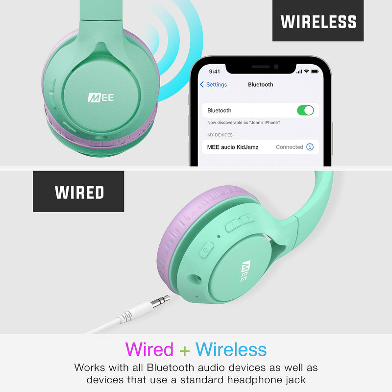 MEE audio KidJamz KJ45BT Children's Safe Listening Bluetooth Wireless Headphones (2Pack, BL&MT)