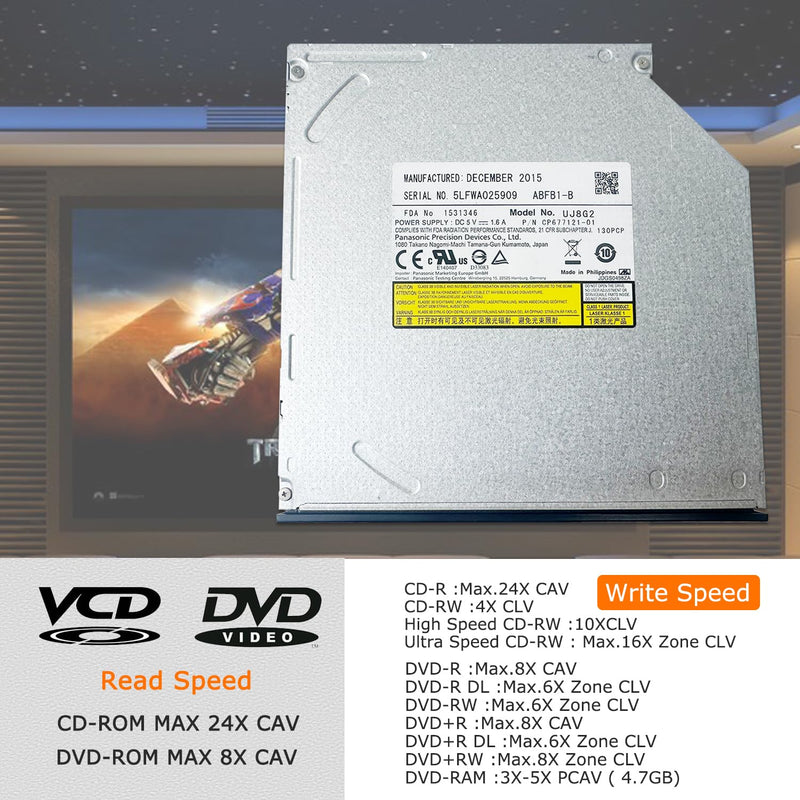 UJ8C2 UJ8E2 UJ8G2 9.5mm Super Slim SATA CD DVD Burner Writer Player ROM Drive for Laptop with USB 3.0 SATA Cable