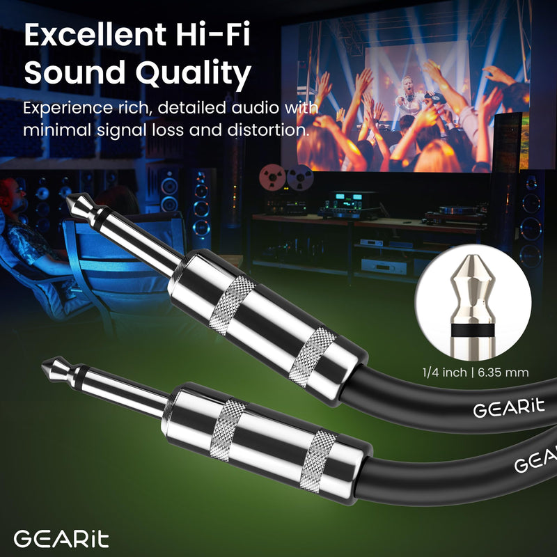 GEARit Audio Instrument Cable (25ft) 1/4 Inch to 1/4 inch Straight Male to Male for AMP Cord, Bass and Electric Guitar - Black/White 25 Feet