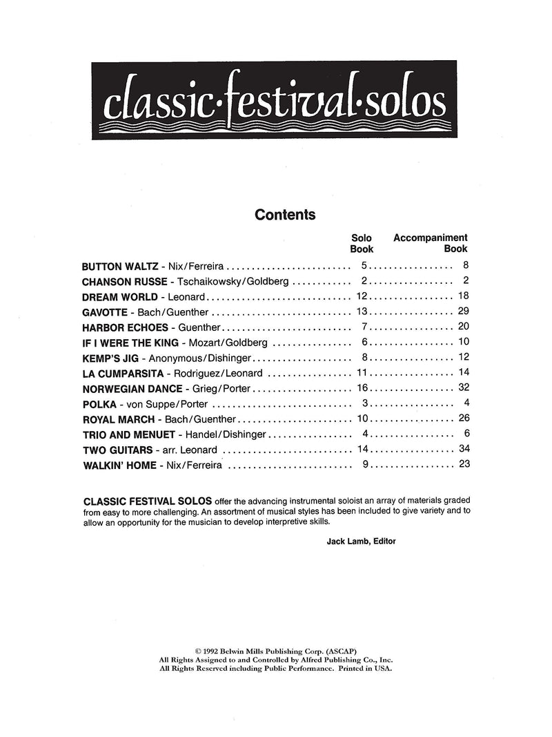 Classic Festival Solos (B-flat Bass Clarinet), Vol 1: Solo Book (Classic Festival Solos, Vol 1)