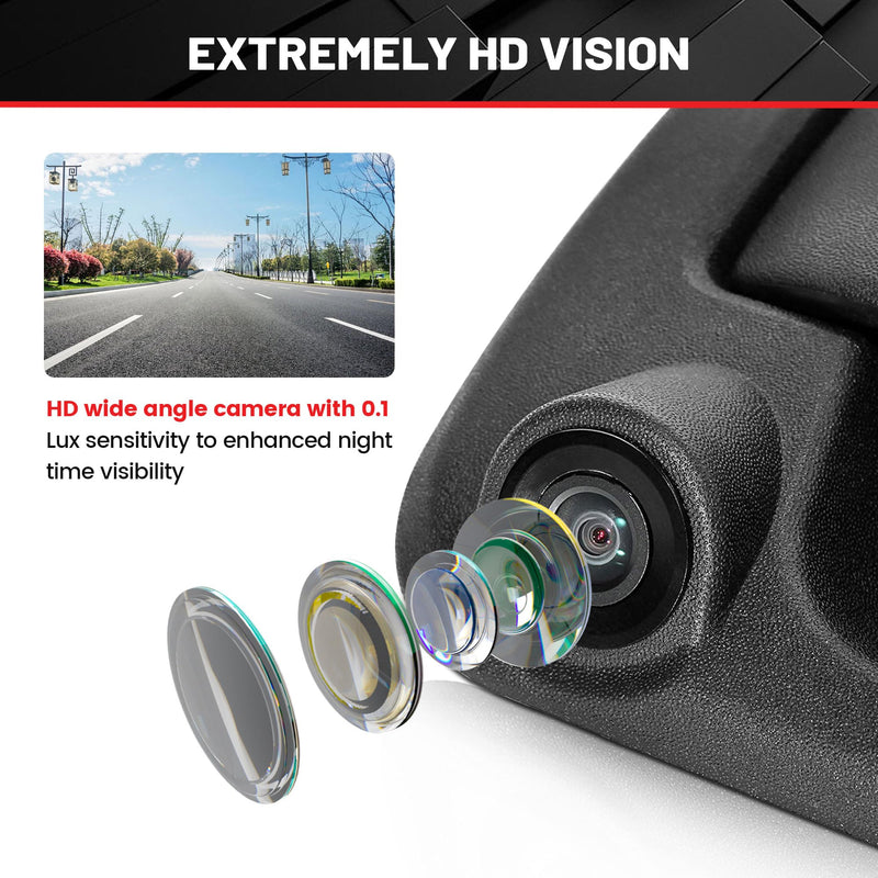 RED WOLF Tailgate Handle W/Reverse Backup Camera Replacement for 2004-2014 Ford F150, 2008-2016 F-250/F-350/F450/F550 Pickup Rear View Parking Camera RCA Connector Wide Angle Optional Guideline