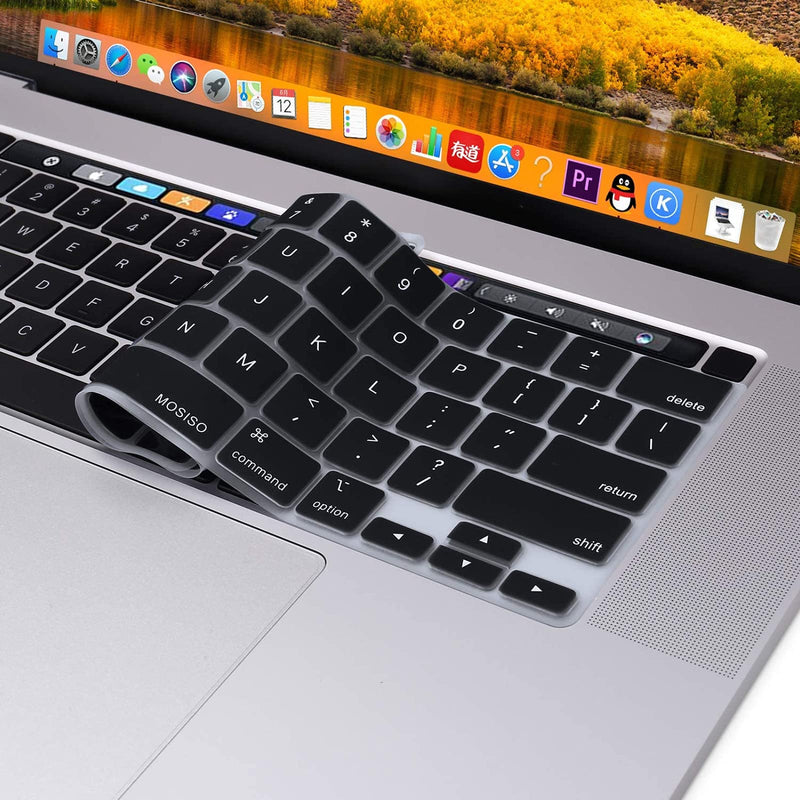 [AUSTRALIA] - MOSISO Keyboard Cover Compatible with MacBook Pro 13 inch M2 2023, 2022, 2021 2020 M1 A2338 A2289 A2251&Compatible with MacBook Pro 16 2020 2019 A2141 Touch ID,Protective Silicone Skin, Black 