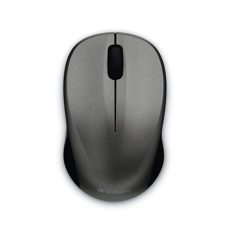 Verbatim Wireless Silent Mouse 2.4GHz with Nano Receiver - Ergonomic, Blue LED, Noiseless and Silent Click for Mac and Windows - Graphite, 1.4" x 2.3" x 3.7" Graphite Mouse
