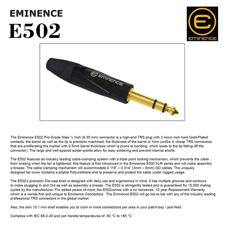 WORLDS BEST CABLES 18 Foot - Canare L-4E6S, Star Quad Balanced TRS Patch Cable with Eminence Gold E502 TRS Stereo Plugs - Custom Made