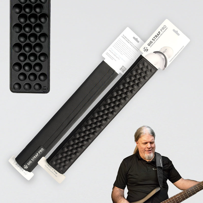 GIG STRAP PRO: World's Most Advanced Universal Guitar Strap Pad w/Patented acupressure technology, relieves shoulder & back pain, black