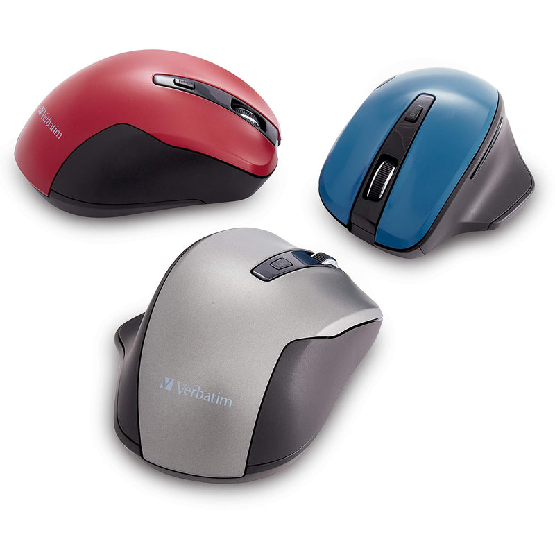 Verbatim Silent Ergonomic Wireless Blue LED Mouse - Graphite