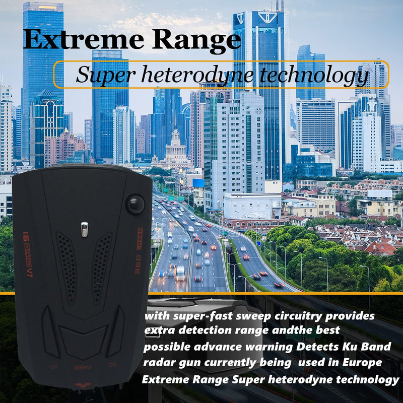 Newly Laser/Radar-Detector for Cars with Led Display, Long Range Detection, Mute Memory, City/Highway Mode, Ideal Gifts for Cars (Black)