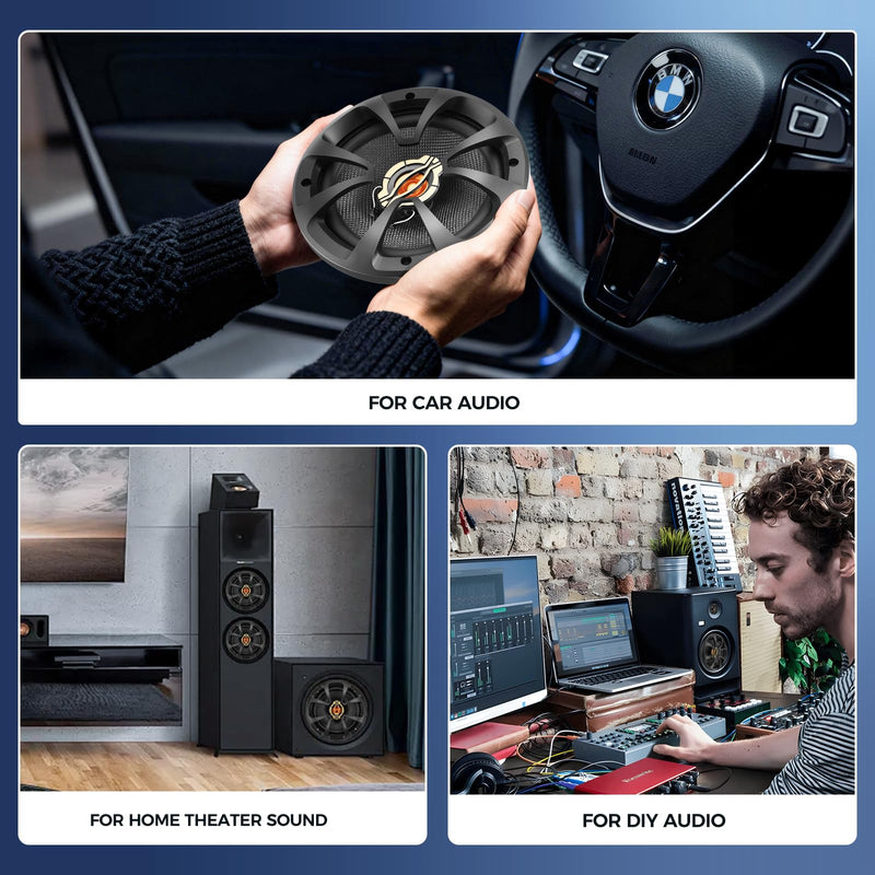 2026 Upgraded 6.5 Inch Car Speakers, 800W Max, 200W RMS, 4 Ohm, 6.5 Speakers Compatible with Universal Fit for Most Cars, 30 Minutes Easy Install - Turn Your Car into a Concert Hall(Pair)