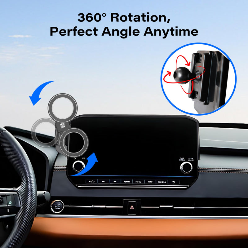 Car Phone Holder for 2022-2024 Mitsubishi Outlander 9" Screen Accessories | MagSafe Strong Magnetic Clip Cell Phone Mount, 360° Rotatable HandsFree Holders, with Organizer Tray, Not Block Air Vents ﻿ fit for 2022-2024 Mitsubishi Outlander(9 Inch)
