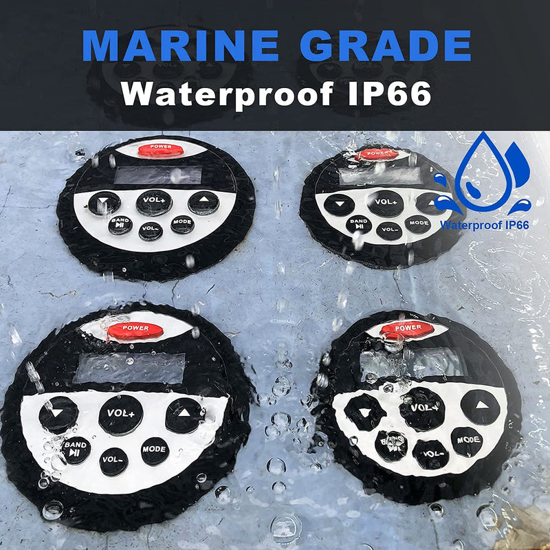 Boat Marine Stereo Receiver Bluetooth - 45 x 4 Watts Audio AM FM Gauge Waterproof Radio Tuner Streaming for Boats Golf Cart ATV UTV and Spa Hot Tubs GR304