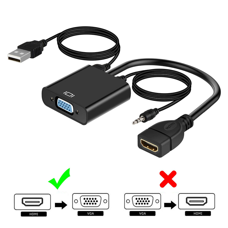[AUSTRALIA] - avedio links HDMI to VGA Adapter, Active HDMI to VGA Converter (Female to Female) with audio, Support HD 1080P@60Hz, TV Stick, Raspberry Pi, Laptop, Chromebook, Roku, Xbox (3.5mm Audio Cable Included) 