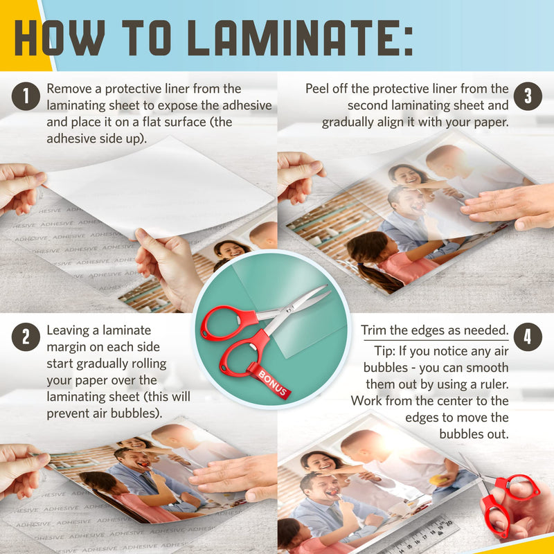 Self Adhesive Lamination Sheets, 9 x 11.5 Inches, 4 Mil Thick, Suited for Letter Size Self Seal Laminating Sheets 8.5 x 11, 20 Pack Letter Size, 20 PCs