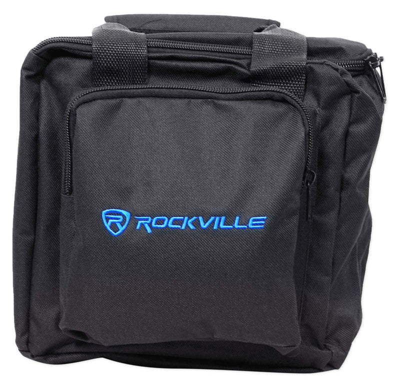 Rockville RLB90 Universal Travel Bag for 2 Slim LED Par Lights, Controller and Cables, Extra-Thick Padding, Removable Dividers, Zippered Pockets, for DJs and Mobile Entertainers