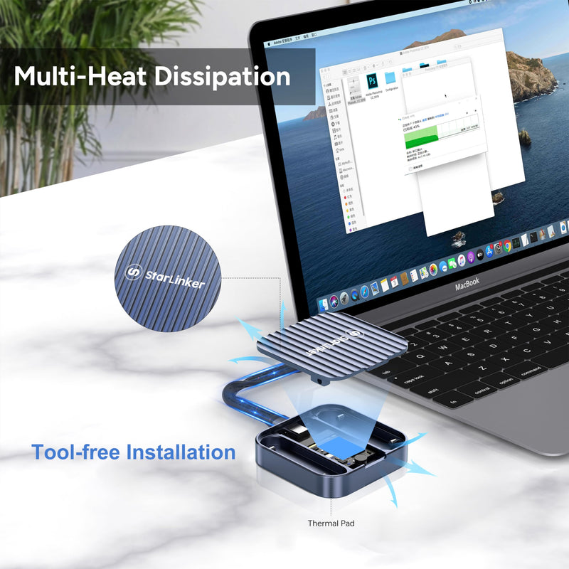 [AUSTRALIA] - Magnetic M.2 2230 NVMe SSD Enclosure, Keychain 40G USB4 Cable & Silicone Jacket Included, Supports USB 3.2 10G to NVMe PCI-E Adapter, for iPhone 15Pro Max ProRes Record & Save 