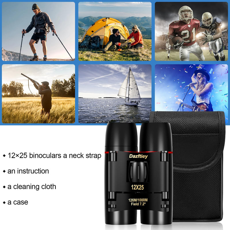 12x25 Small Compact Binoculars for Adults Kids，Mini Lightweight High Powered Binoculars with Clear Vision,Binoculars for Cruise Ship Bird Watching,Travel, Opera Concert